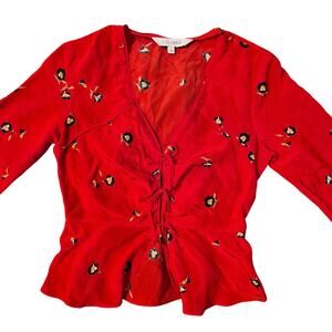 Intermix Silk Floral 90s inspired tie front top